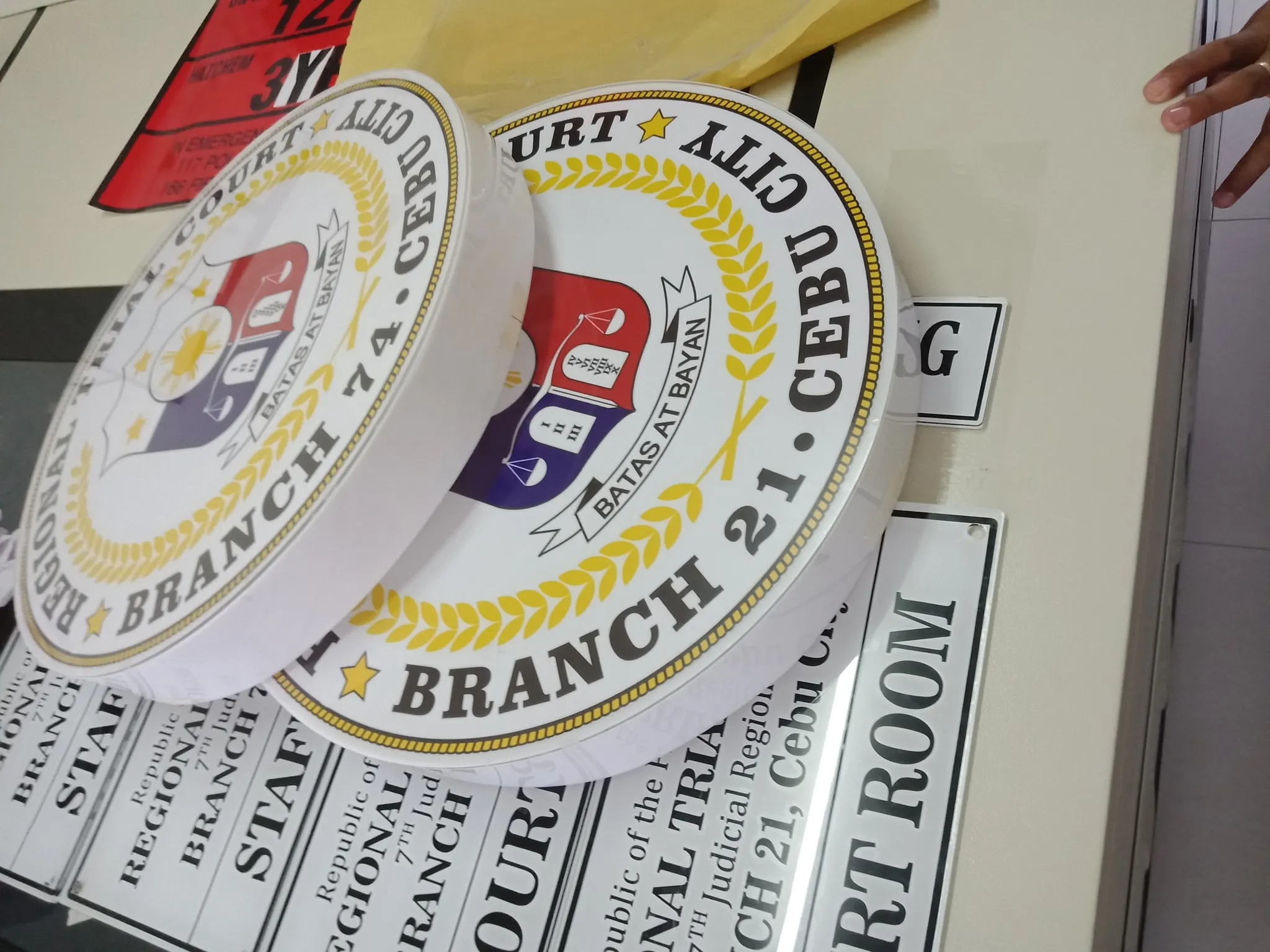 RTC custom acrylic signage project in Cebu